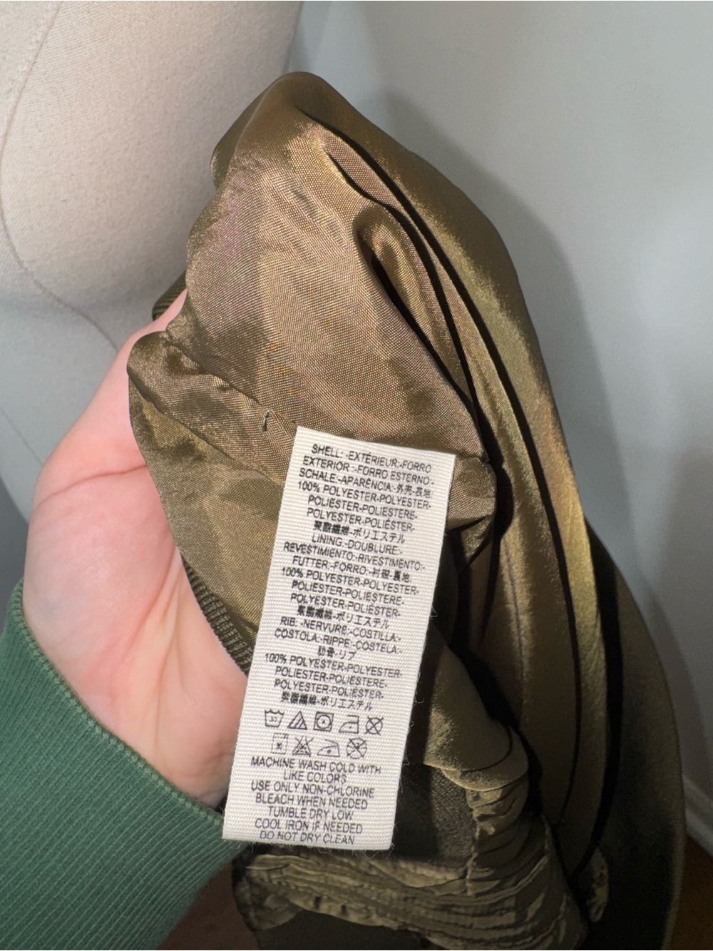 Free People Women’s Medium Midnight Retro Army Green Satin Bomber Jacket - Picture 9 of 9